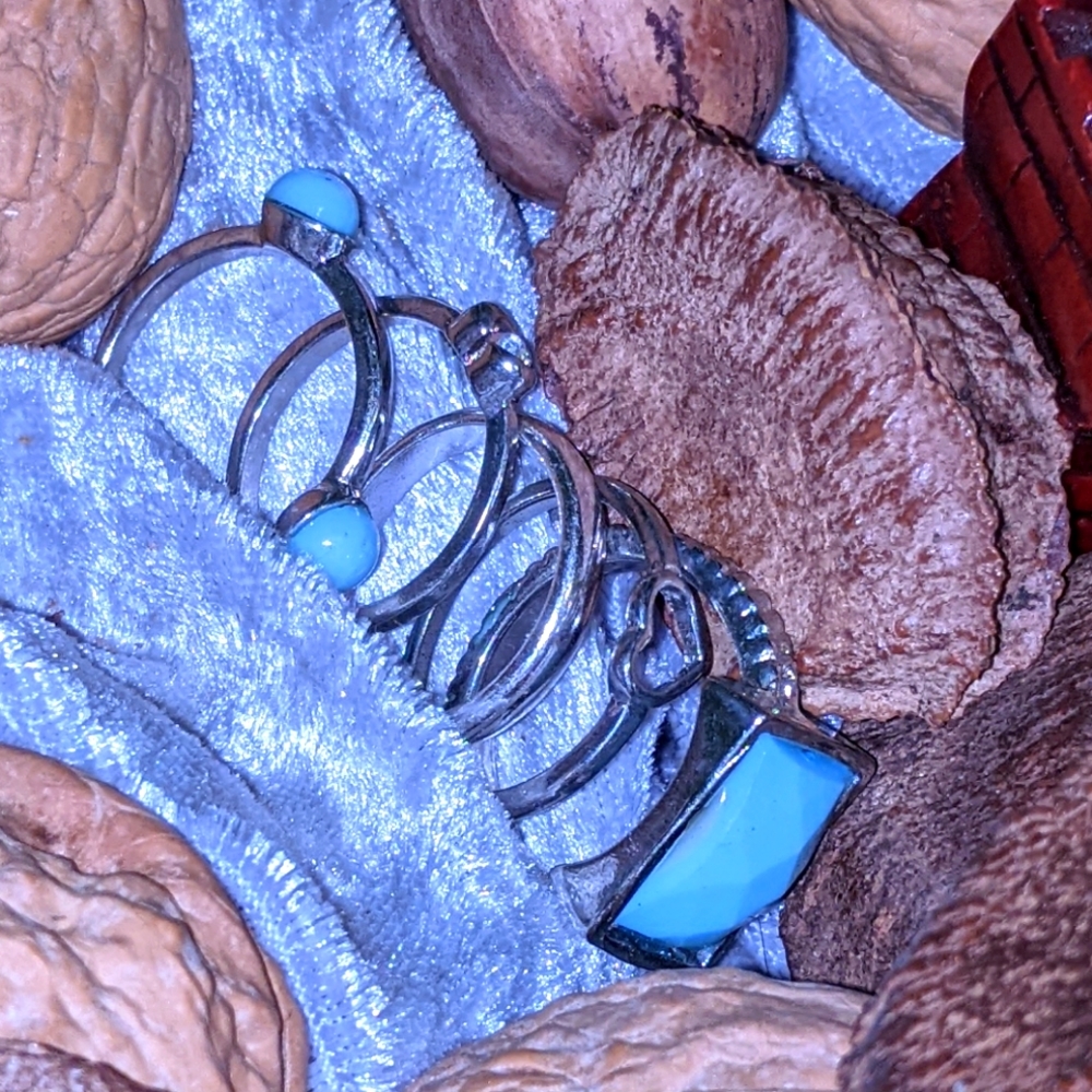 🩵 Set of 5 Blue and Hearts 💙💙 rings